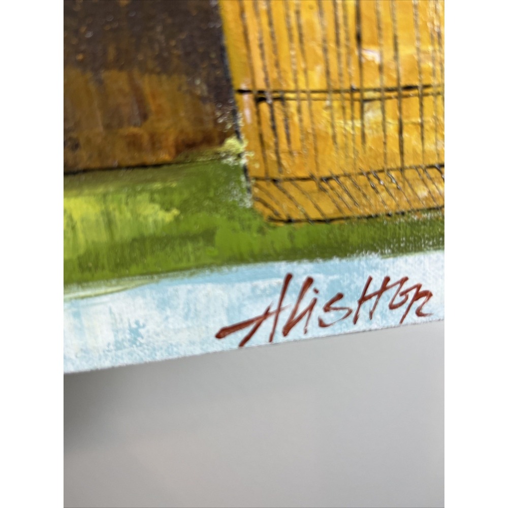Alisher Signed Vintage Oil Painting on Canvas 24 Inches Height and 36 Inch Wide - Picture 11 of 12